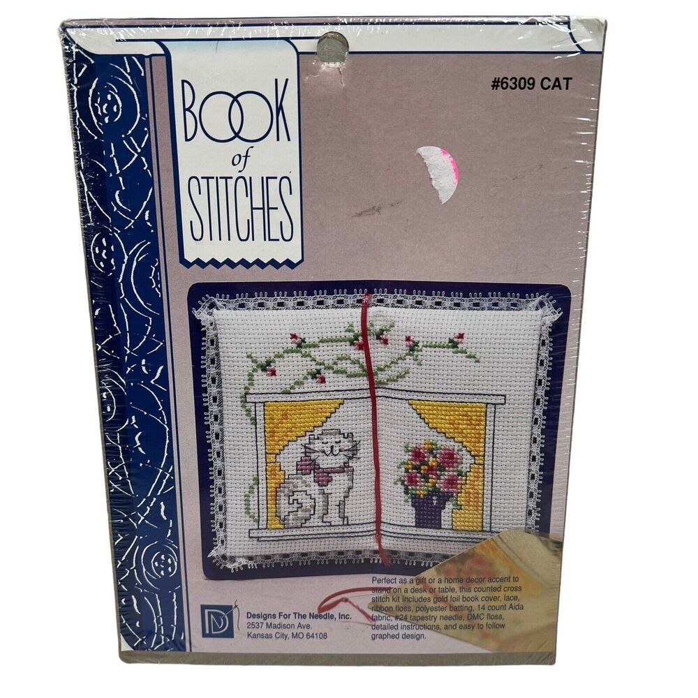 Book‎ of Stitches Cat in Window Cross Stitch Kit 6309 Designs for the Needle NEW